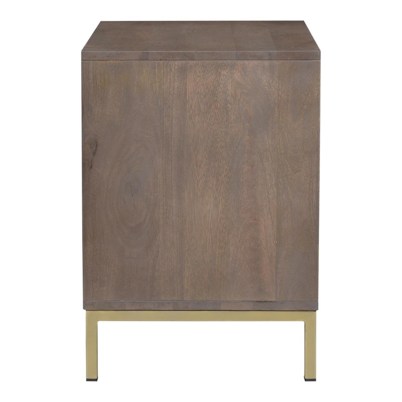 Mirrored 3-Drawer Nightstand with Antique Bronze Base - Glam Luxe Bedside Storage Table