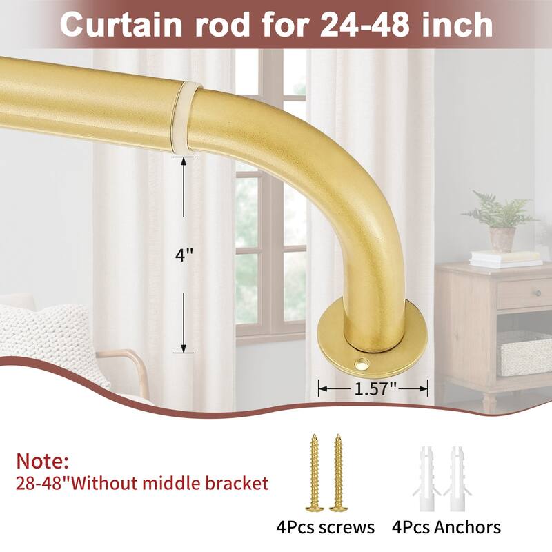 Meriville 1-Inch Diameter Wrap Around Blackout Curtain Rod, Round Base