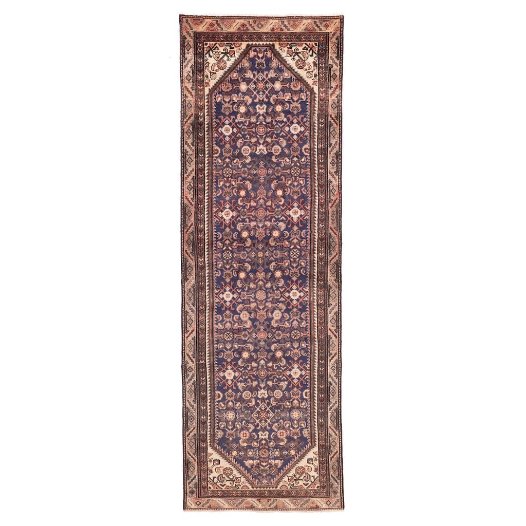 ECARPETGALLERY Hand-knotted Andelz Navy Wool Rug - 3'1 x 9'9