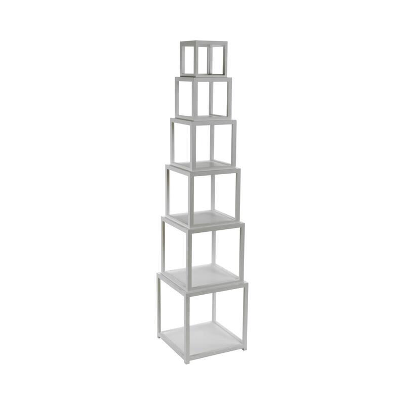 Wood Stacked Cubes, Set of 6 - White