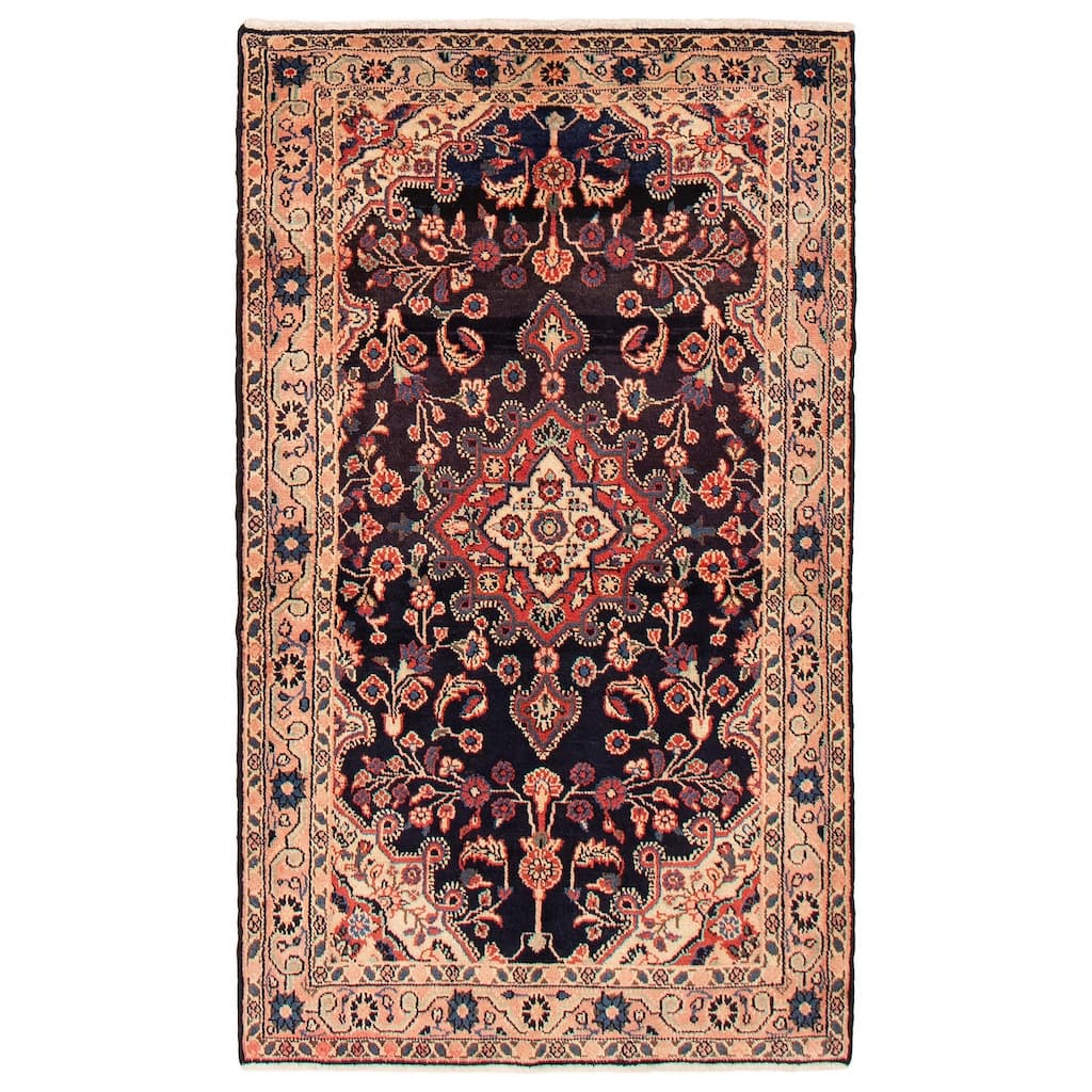 ECARPETGALLERY Hand-knotted Anatolian Vintage Navy Wool Rug - 4'0 x 6'7