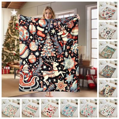 Christmas Throw Blanket Holiday Xmas Gift Fleece Blanket