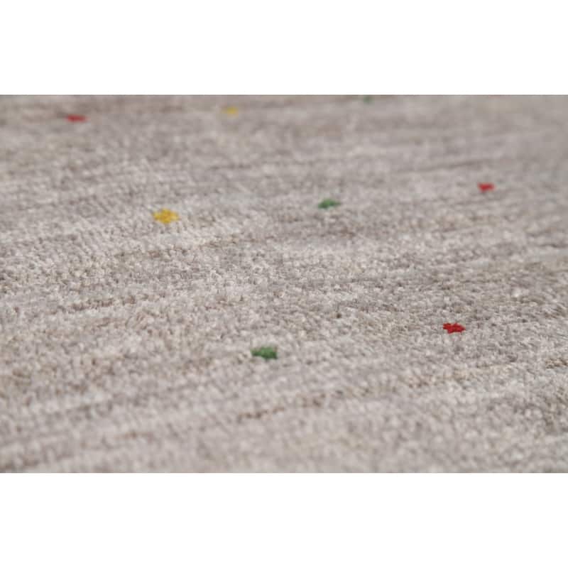 Gabbeh Oriental Area Rug Handmade Grey Silk Carpet - 7'8" x 9'9"