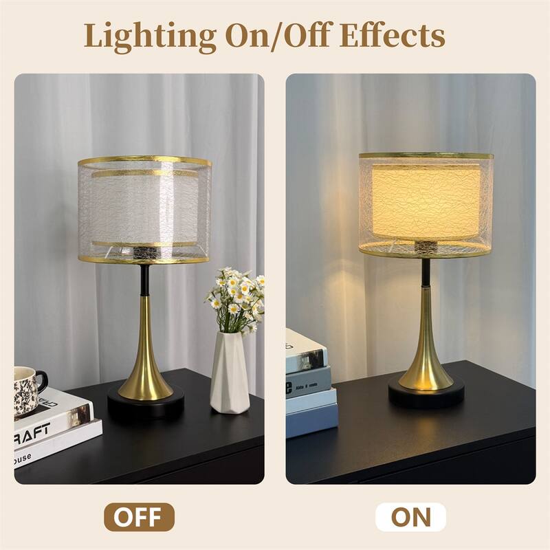 Bedside lamp 3-Color Dimmable Farmhouse Table Lamp for Nightstand Room - 18.5