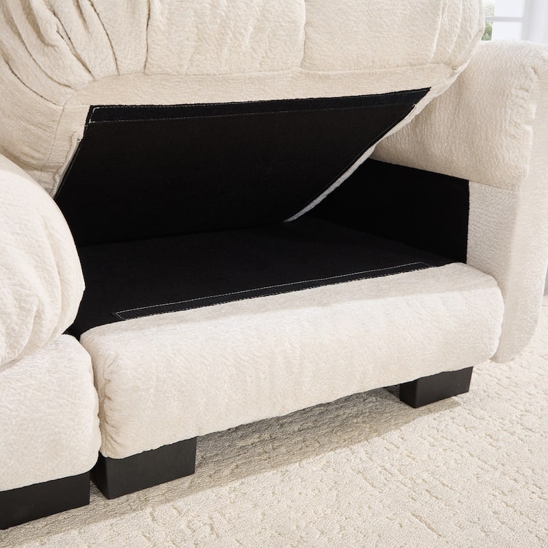 103.9" Modular Chenille Sectional Sofa with Pillows and Quilted Cushions