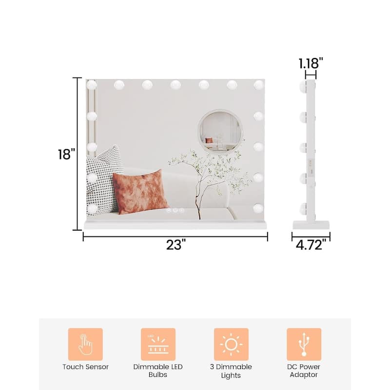 32"x 24" Vanity Mirror with Lights - White_32"24"