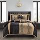 preview thumbnail 3 of 81, Nanshing Daniella 7-Piece Modern Geometric Comforter Set Black/Gold - California King
