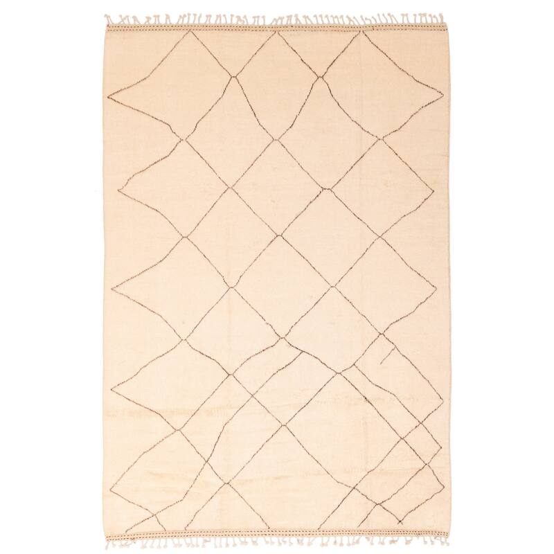 ECARPETGALLERY Hand-knotted Pak Finest Marrakesh Cream Wool Rug - 6'11 x 9'9