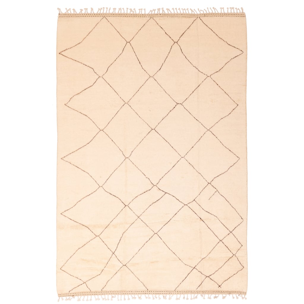 ECARPETGALLERY Hand-knotted Pak Finest Marrakesh Cream Wool Rug - 6'11 x 9'9