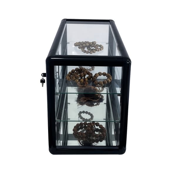 American Dress Forms Aluminum Framed Tempered Glass Countertop Display Case – Lockable, Portable, KDFLAT