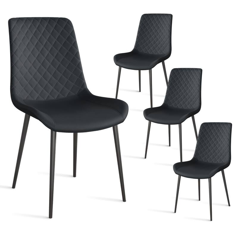 PU Leather Dining Chair Set of 2 with Metal Legs for Kitchen, Restaurant, Living, Meeting Room