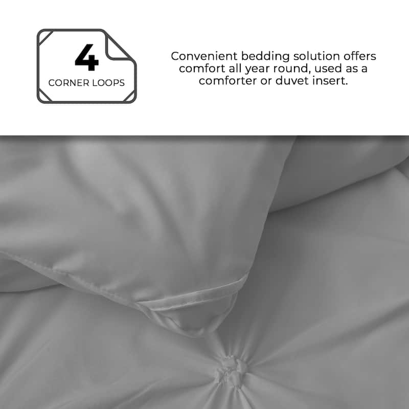 3 Piece Pintuck Pinch Pleat Comforter Set, Bedding Set for All Season, Dark Gray
