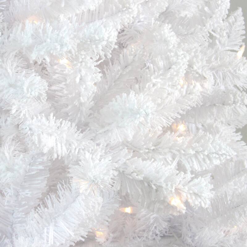 7' Pre-Lit Medium Flocked Artificial Christmas Tree, Clear Lights - 7 Foot