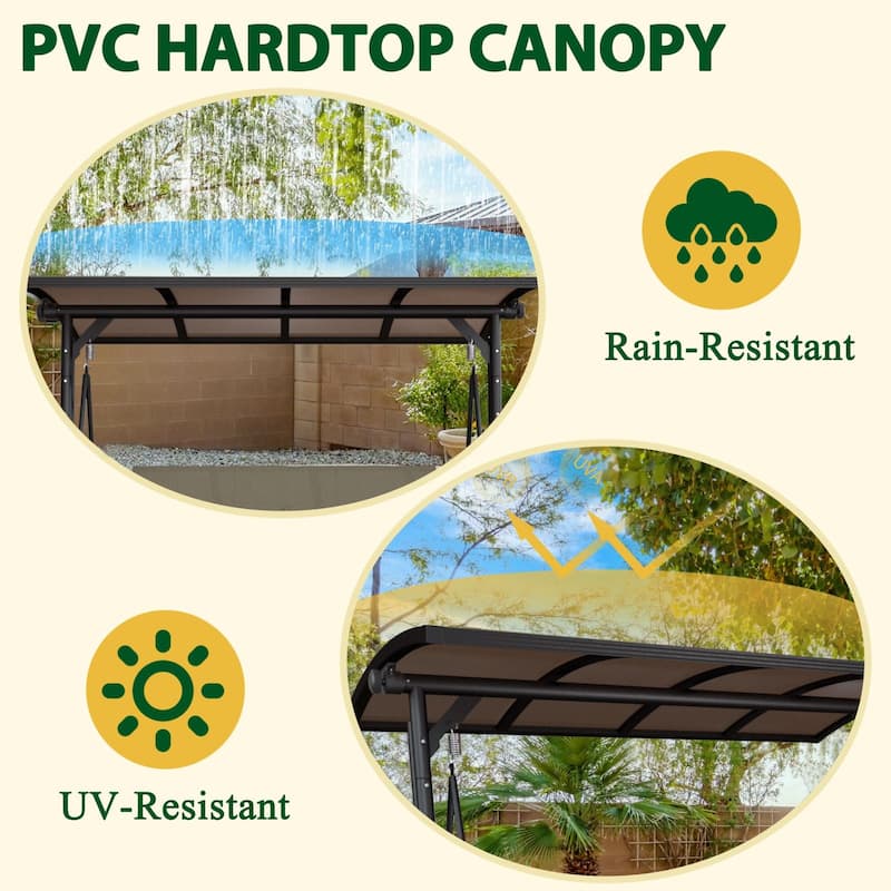 VEIKOUS 3-Person Adjustable Canopy Patio Porch Swing Outdoor with Cushions