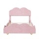 preview thumbnail 3 of 7, Light Pink Velvet Upholstered Platform Bed with Cloud Shape Headboard