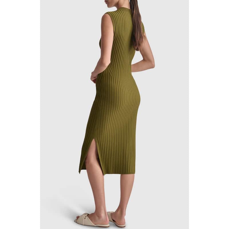 DKNY Sleeveless Wide Rib Sweater Dress