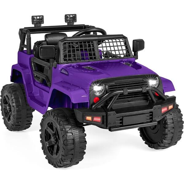 slide 2 of 5, 12V Kids Ride On Truck with Remote Control, Spring Suspension - Purple