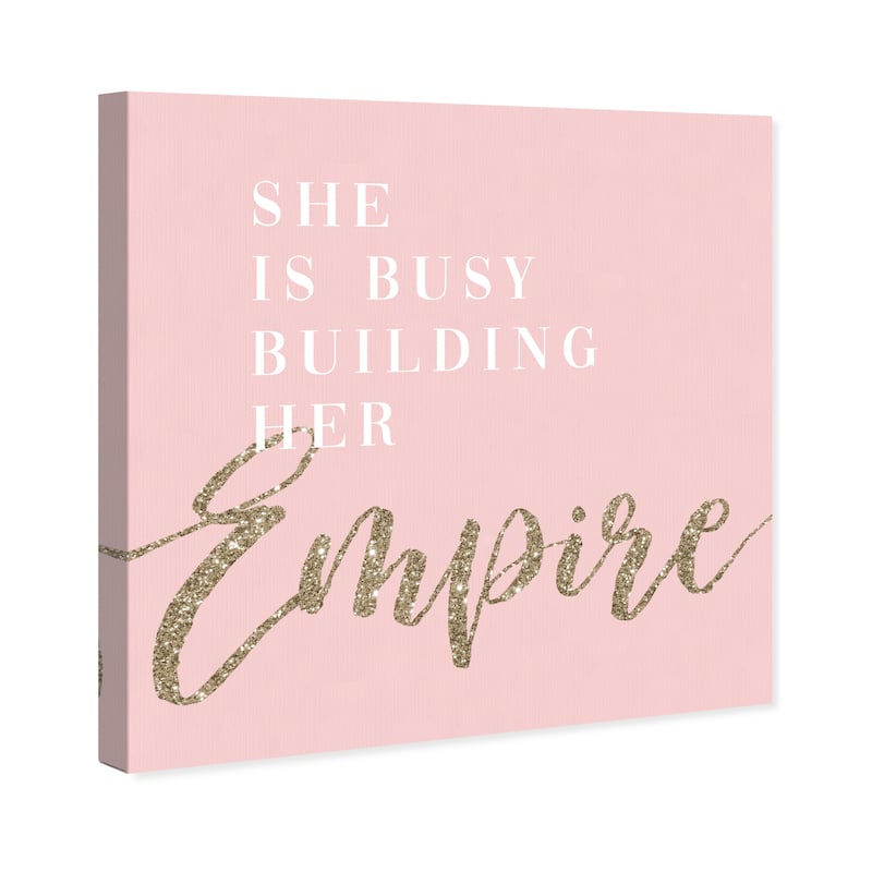 Wynwood Studio Prints Typography and Quotes Building Her Empire Blush Pink and Light Pink Glam Wall Art Canvas Print