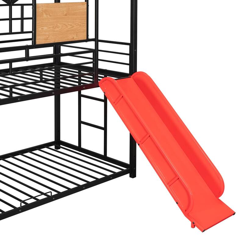 Metal Housebed Bunk Bed with Slide & Storage Stair