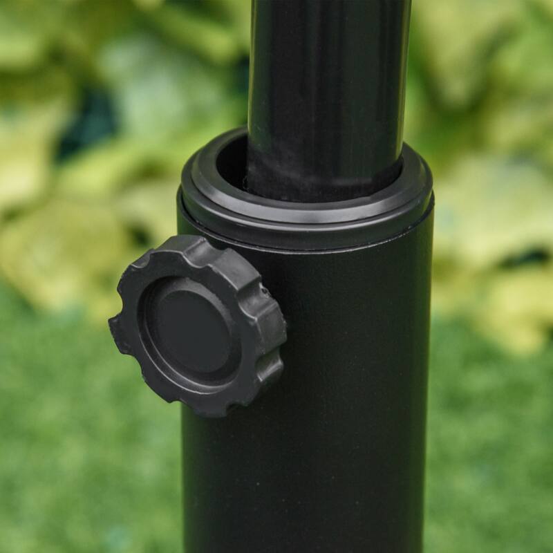 Outsunny Market Umbrella Base Holder 18" Heavy Duty Round Parasol Stand with Rattan Design for Patio, Black - Φ 17.75" x 13" H