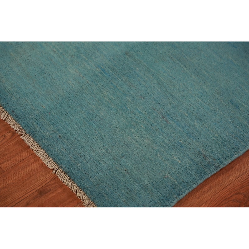 Modern Blue Gabbeh Oriental Accent Rug Handmade Wool Carpet - 2'8" x 4'1"