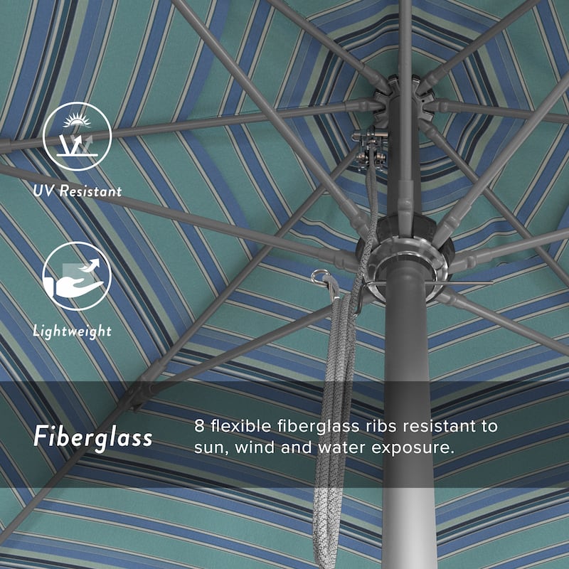 California Umbrella 11' Venture Series Patio Umbrella, Silver Aluminum Pole Fiberglass Ribs Pulley Lift Sunbrella