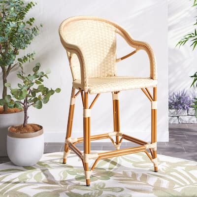 SAFAVIEH Charlize Outdoor Bistro 26-inch Counter Stool with Arms - 23Wx26Dx43H