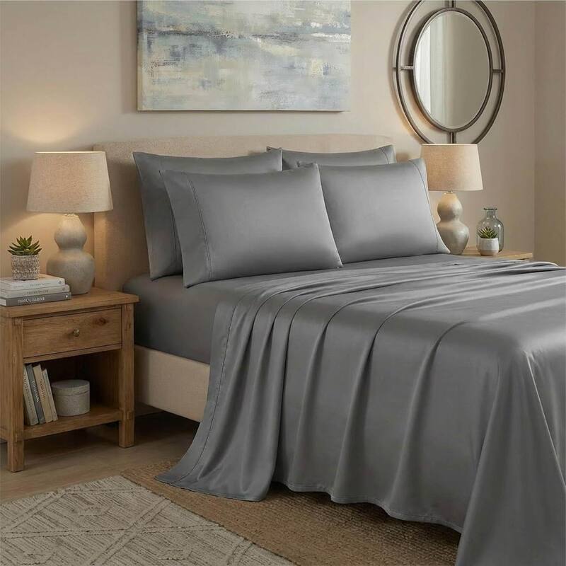 Thomasville 1500 Thread Count Dark Grey 6 Piece Premium Cotton Rich Sateen Sheet Set