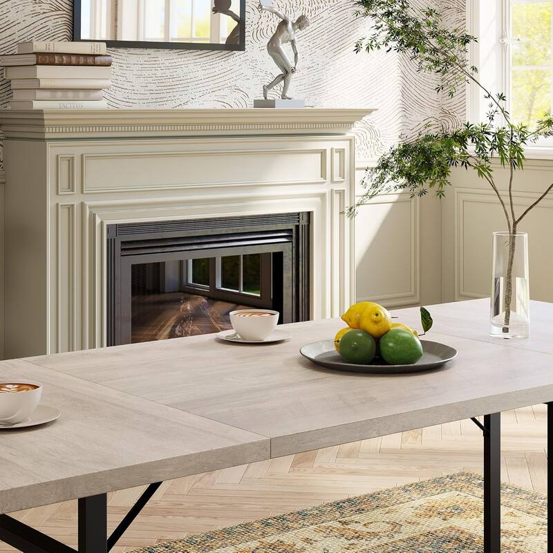 Dining Table, Rectangular Wooden Kitchen Table for 6, Industrial Farmhouse Kitchen Sets