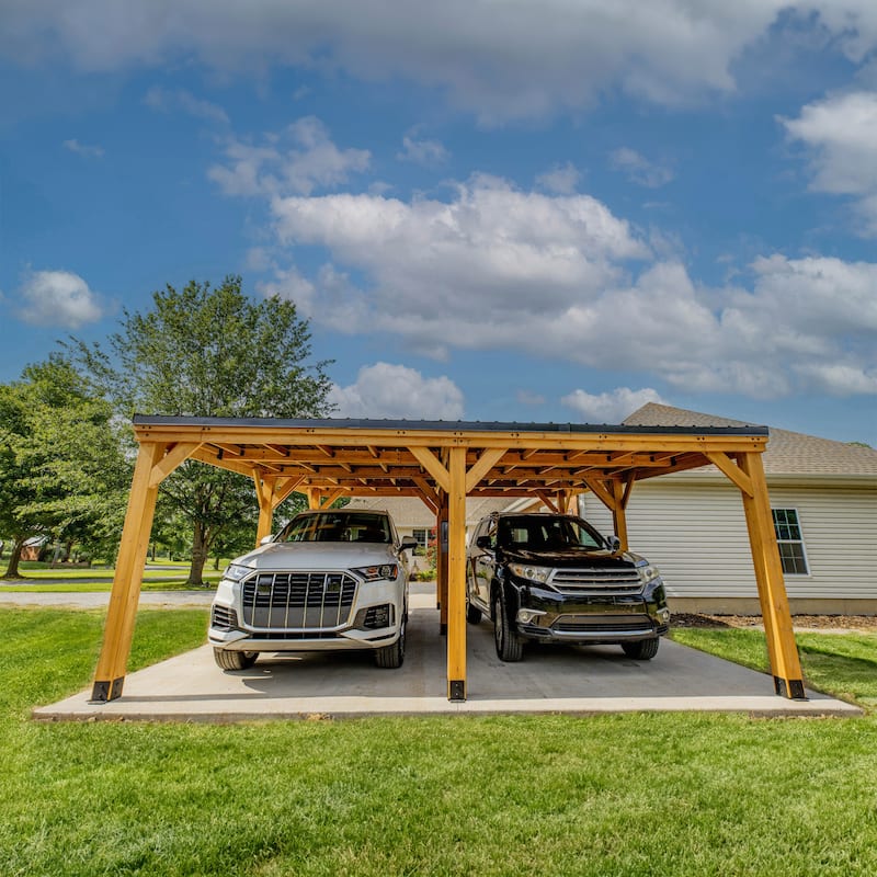 Backyard Discovery Kingsport 20x20' Cedar Wood Carport with Steel Roof
