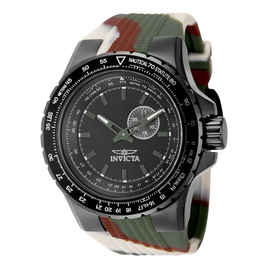 Invicta Men's 49730 Aviator Quartz VD72 Black Dial Watch