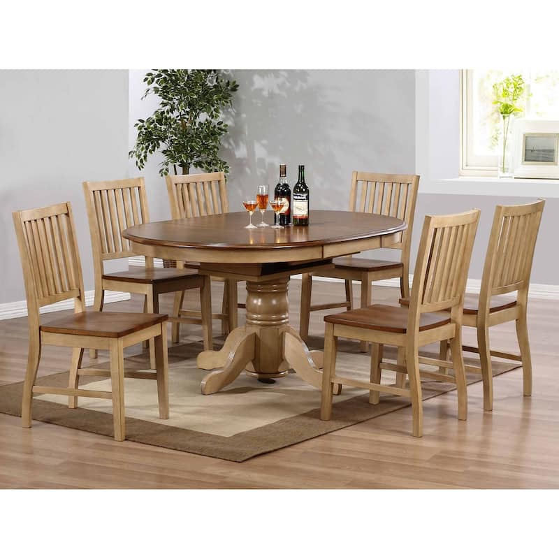 Distressed Wooden Side Chairs - 36" - Light Cream and Brown - Set of 2