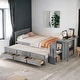 preview thumbnail 18 of 30, Twin Size Wood Platform Bed with Desk, Kids Daybed with 3 Drawers and Storage Shelf