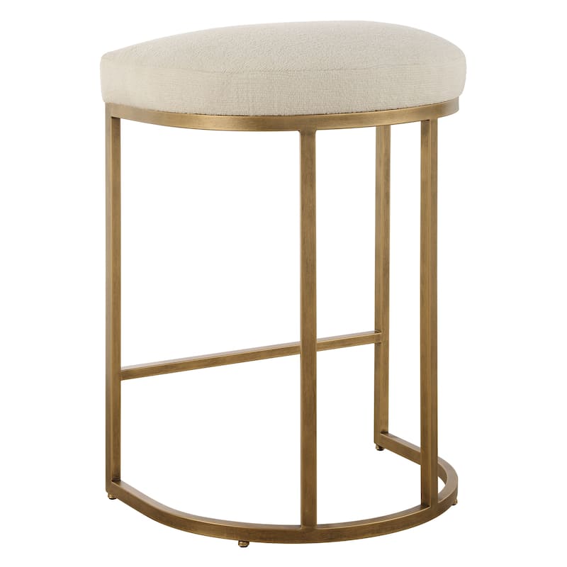 Gold Half-moon Metal Base and Cream Cushion Counter Stool