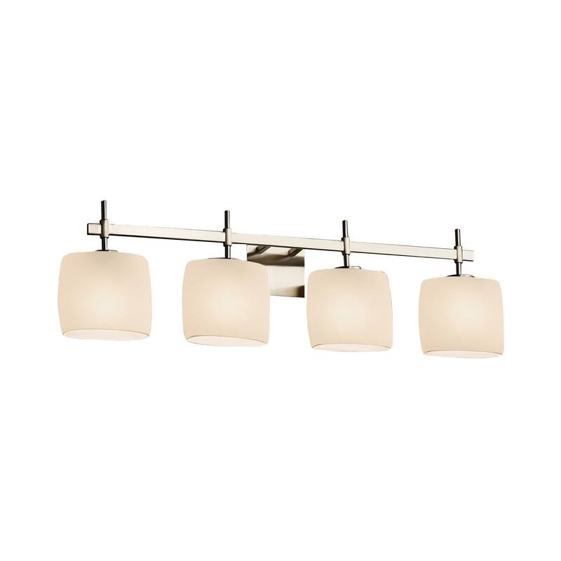 Justice Design Fusion Union 4-light Brushed Nickel Bath Bar, Opal Oval Shade - Brushed Nickel, Opal