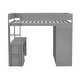 preview thumbnail 6 of 13, Gray Full Pine Wood Loft Bed w/ Wardrobes, 2-Drawer Desk w/ Cabinet