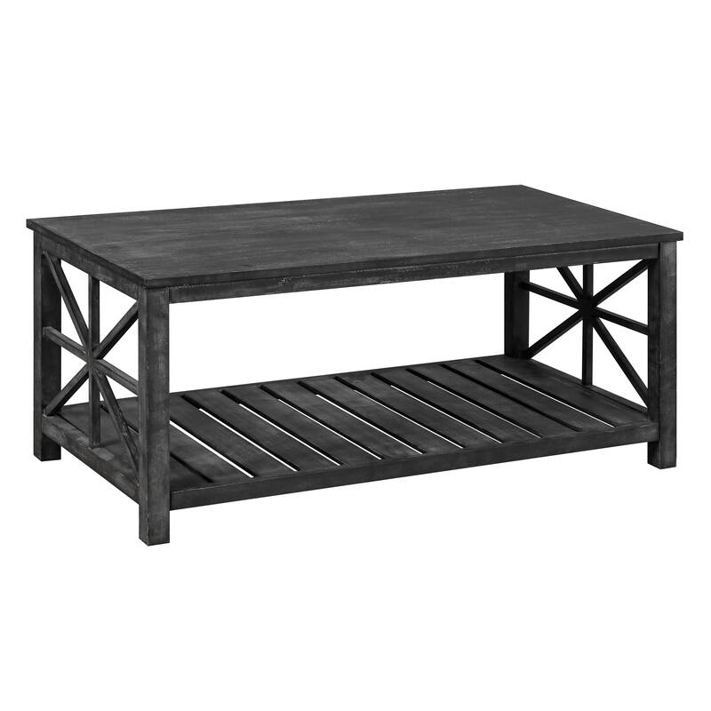 GDFStudio - Nathaniel Rustic Wood Coffee Table with Spacious Storage - 47.24" W x 23.62" D x 19.68" H