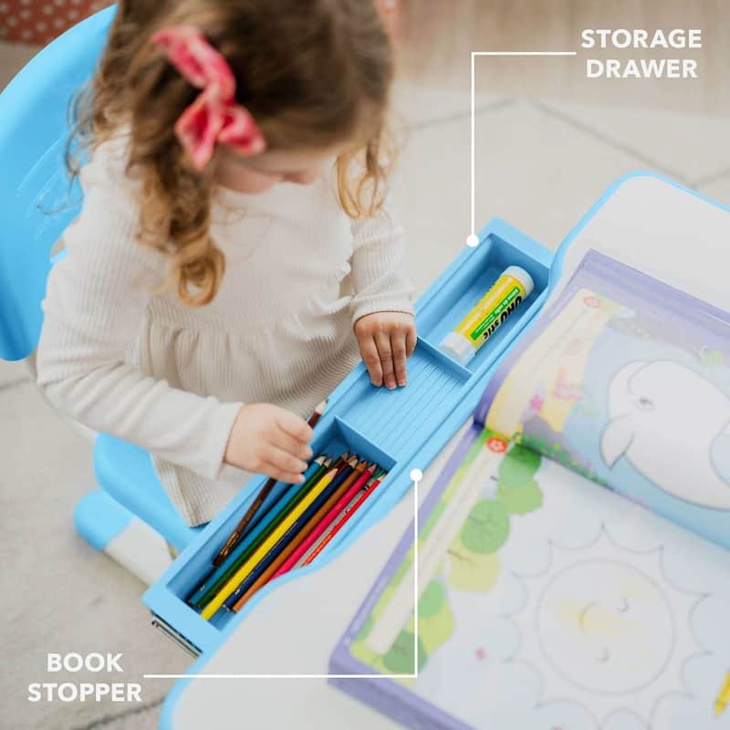 Mount-It! Height Adjustable Kid's Desk Set with Chair Blue