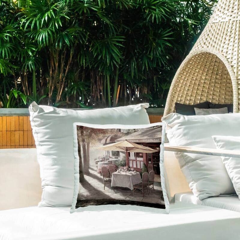 Stupell Warm Sunlit Bistro Printed Outdoor Throw Pillow Design by T.C. Chiu