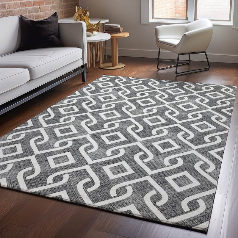 Premium Washable Super Soft Modern Medallions Mayfield Rug - Black - 2' 6" x 3' 10" - Rectangle