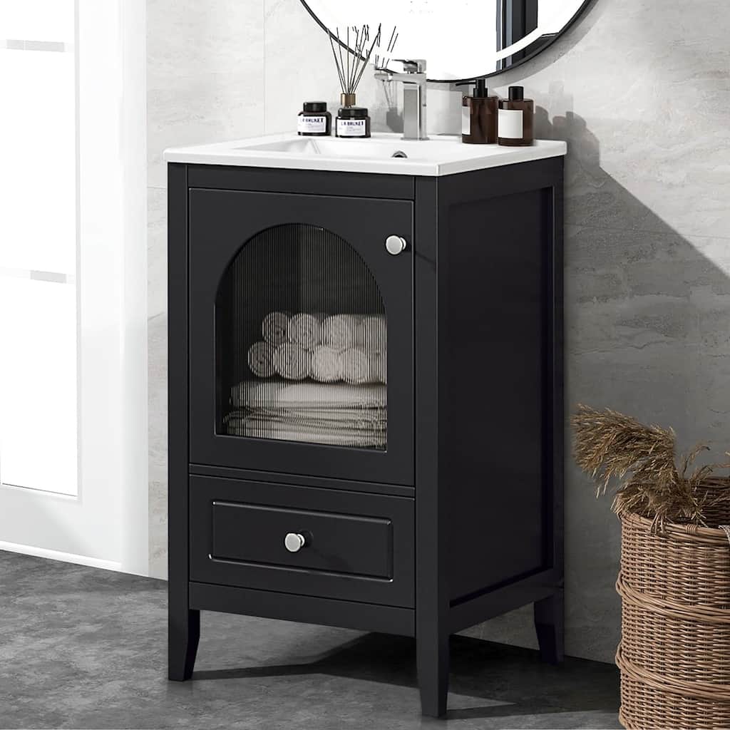 20" Bathroom Freestanding Vanity with Ceramic Sink