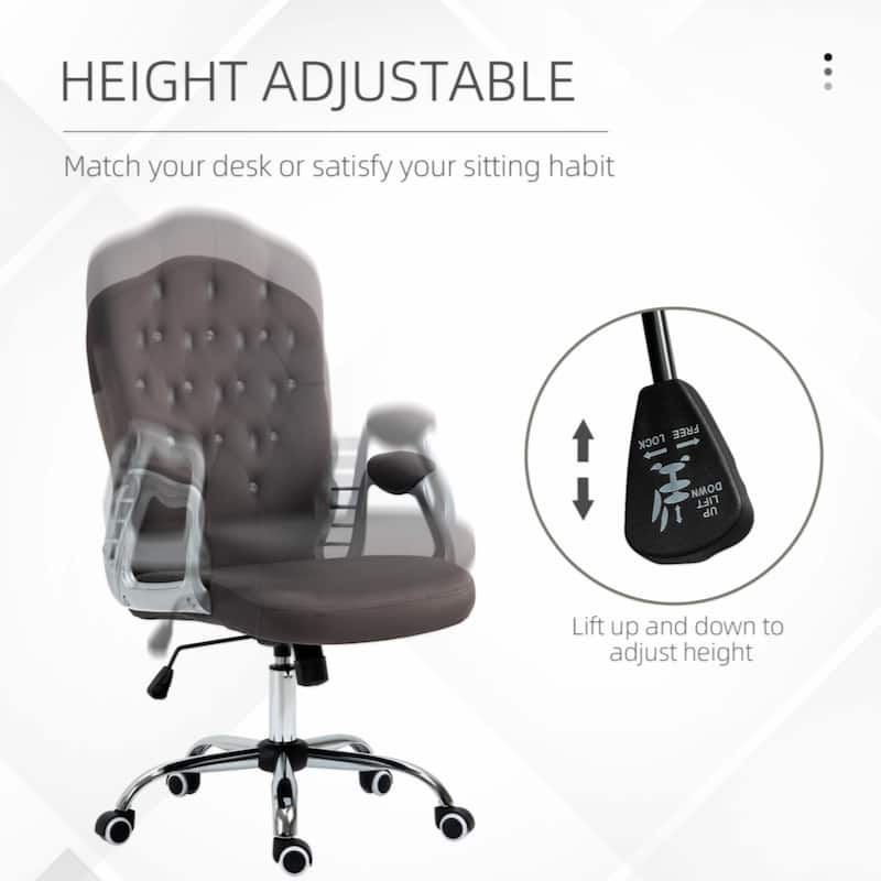 Velvet Computer Chair, Button Tufted Desk Chair with Swivel Wheels, Adjustable Height, and Tilt Function