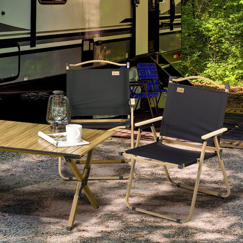 Outsunny 2 Pack Folding Camping Chair, Portable Beach Chairs Armchairs for Festivals, Fishing, Picnic and Hiking