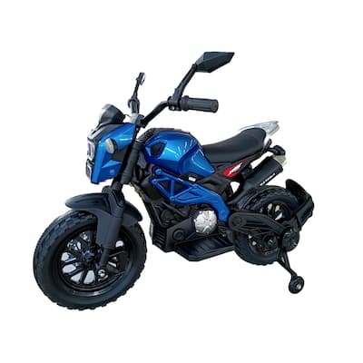 Electric Motorcycle for Kids, kids ride on motorcycle, 12V Electric Dirt Bike with Training Wheels, Hand Racing Foot Brake