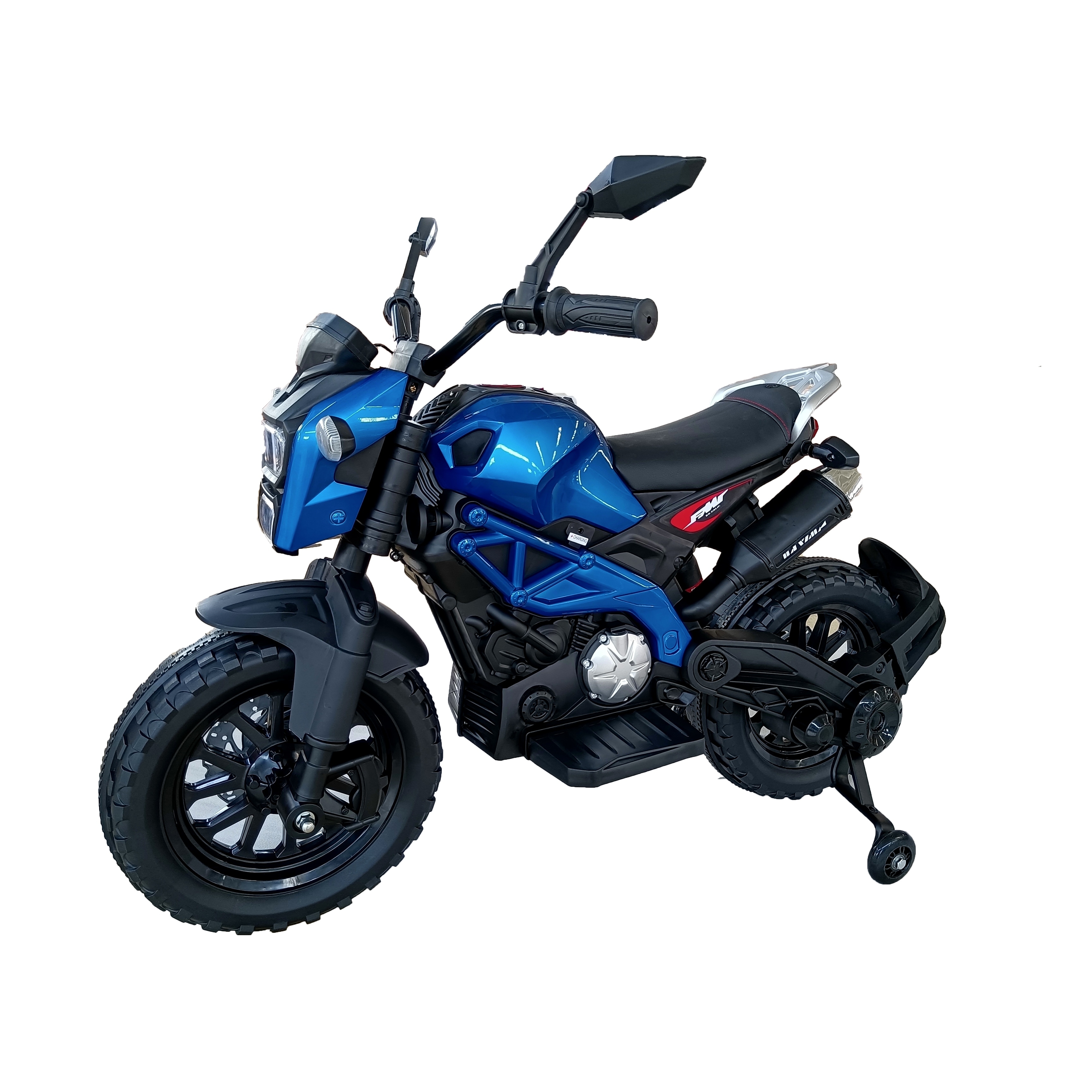 Electric Motorcycle for Kids kids ride on motorcycle 12V Electric Dirt Bike with Training Wheels Hand Racing Foot Brake Blue