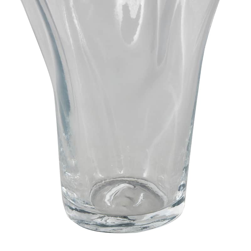 Clear Glass Tulip Inspired Floral Vase with Wavy Opening