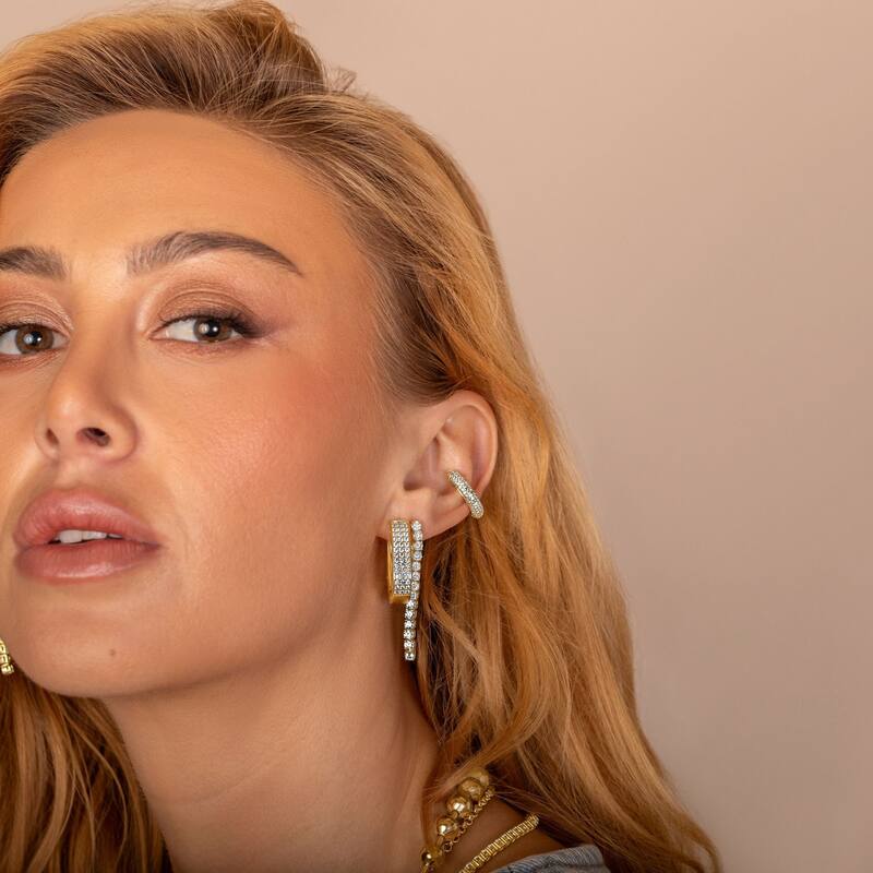 SHYMI Chunky Pave Horseshoe Hoops