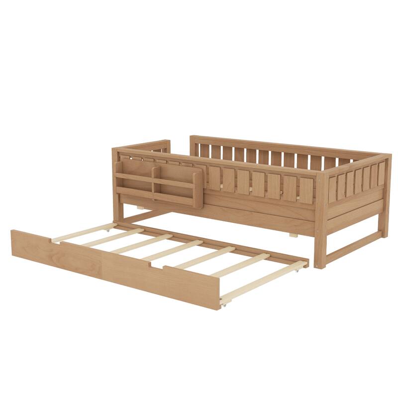 Full/Twin Loft Bed with Bookshelves, Safety Stairs & Trundle