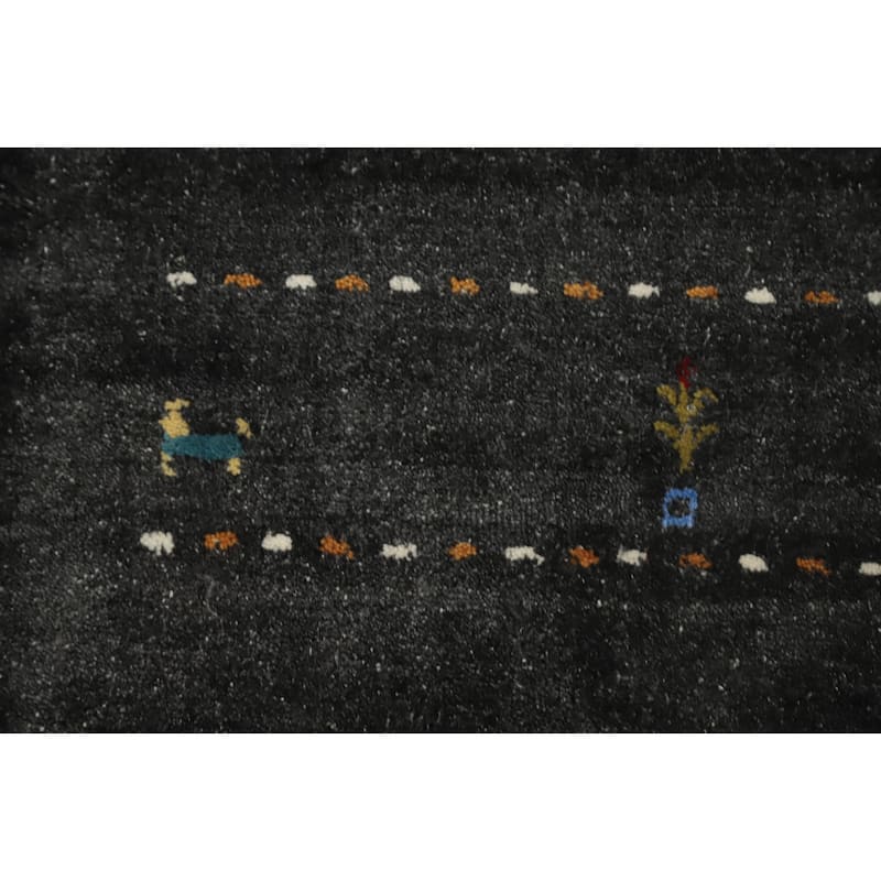 Hand Knotted Oriental 100% Wool Carpet Tribal Animal Pictorial Greys & Charcoal Gabbeh Area Rug - 8' 0'' X 8' 4''