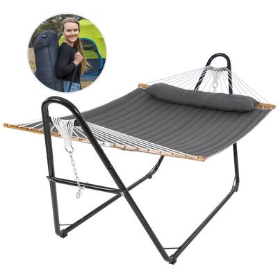 2 Person Portable Hammock with Stand and Pillow by Suncreat